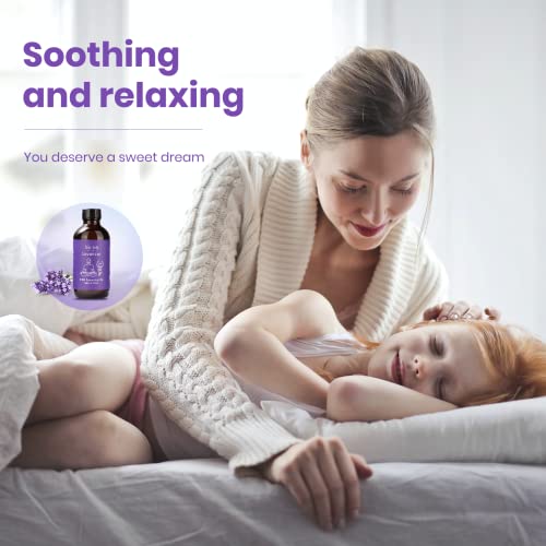 Veda Tinda Lavender Oil Essential Oil, 100% Pure Nature Organic Lavender Essential Oil For Diffuser, Relaxation, Massage, Clear Head With Diffuser, 4 Fl Oz 118Ml #TOP2