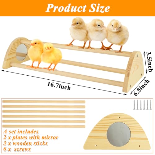 Image of YAYODS 2 Pack Chicken Perch for Baby Chicks, Wooden Chick Jungle Gym Roosting Bar, Chick Toys for Coop and Brooder, Parrot