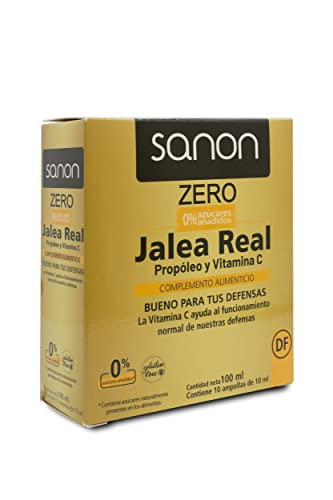 Sanon Jalea Real Con Propoleo Y Vitamina C - 10 Ampollas De 10Ml - Sin Azúcares Añadidos – Bueno Para Tus Defensas - La Vitamina C Ayuda Al Funcionamiento Normal De Las Defensas - Sin Gluten