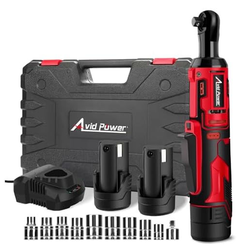 Avid Power Cordless Electric Ratchet Wrench, 3/8" 50N.m (37 Ft-lbs) 12V Power Ratchet Wrench Kit w/ 2-Pack 2.0Ah Lithium-Ion Batteries, One Hour Fast Charger, Variable Speed and 10 Sockets