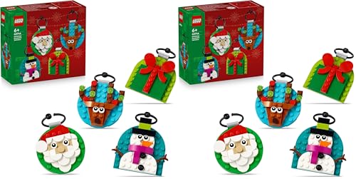 LEGO Selezione di Decorazioni di Natale - Gioco con 4 Addobbi da Appendere tra cui Babbo Natale, Pupazzo di Neve e Renna - Attività per la Famiglia - Regalo Natalizio per Bambine e Bambini 6+ - 40744