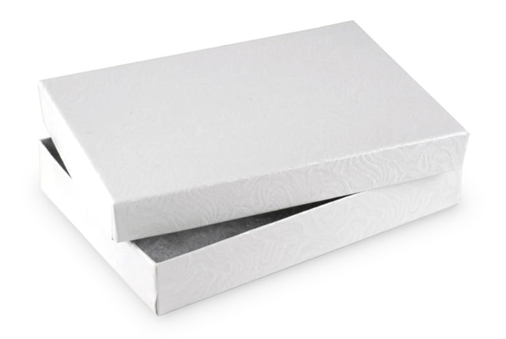 RJ Displays Jewelry Gift Boxes – 6 Pack Matte White Cotton Filled Cardboard Box for Necklace, Bracelet, Earring & Ornament Gifts Jewelry Boxes with