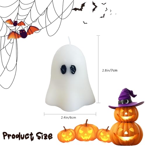 大型ハロウィンゴーストキャンドル10個。かわいい不気味なホワイトバーニングキャンドルソイワックス。ハロウィンホームテーブルパーティー秋のデコレーションに。 [2]