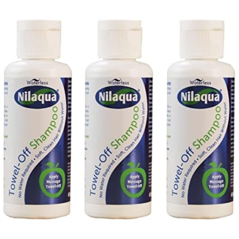 Nilaqua Towel Off Shampoo, Rinse Free Hair Washing, No Water Required, 65ml Trio Pack Cover