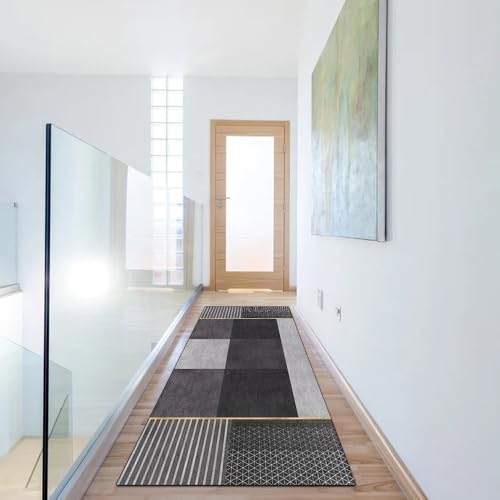 Alfombra larga para pasillo y cocina gris 100x260 cm 6