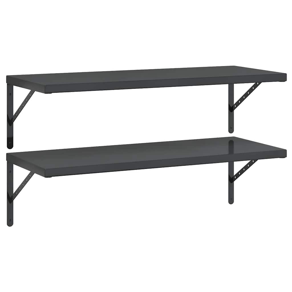 Juego de 2 estanterías de pared de 100 x 40 cm, color negro, acero inoxidable, diseño moderno, capacidad de carga de 50 kg, para salón, dormitorio, oficina, cocina