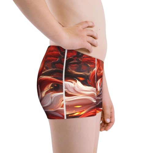 Boys' Cotton Boxer Brief Soft Underwear-Red Leaf Flame Fox2