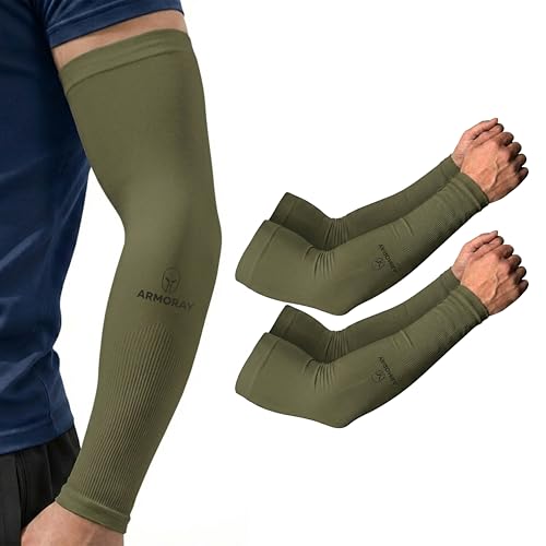 Image of ARMORAY Arm Sleeves for Men and Women - UV Sun Protection Cooling Compression - Tattoo Cover Up Sleeve for Daily Wear & Work