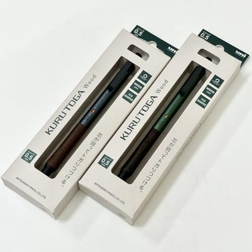 Image of KURUTOGA Mitsubishi Mechanical Pencil Wood 0.5mm Steel Grey M5KW1P.23 with Original Stylus