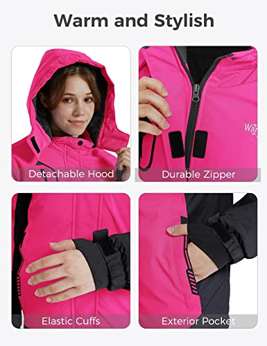 Wantdo Big Kids Girls' Water Resistant Snow Jacket Warm Skiing Jackets Winter Coat Rose Red 14-16 #TOP5