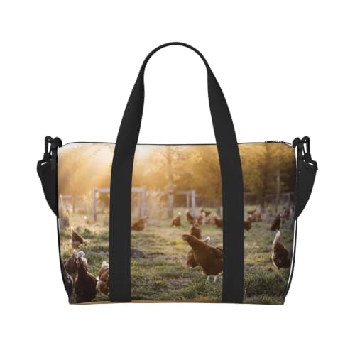 Sac de voyage pliable motif poule et plumes grand sac cabine mixte pour la ferme