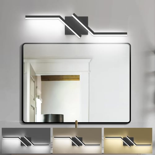 Image of 32inch Black Bathroom Vanity Light Modern LED 3CCT Dimmable 24W Bathroom Lighting Fixtures Over Mirror 3000K /4500K /6000K 3 Color Adjustable