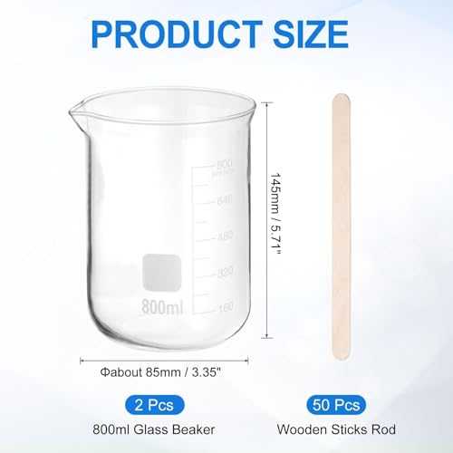 Bécher de laboratoire gradué résistant à la chaleur avec bâtons bois - 3