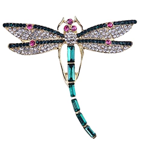 Broche de libélula con diamantes de imitación de cristal, broche de mariposa verde, broche de pájaro, broche de aleación de animales, broche para mujeres y hombres, accesorios de joyería para fiestas,