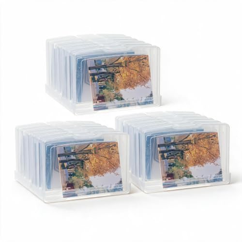 novelinks 6 Pcs 4"x6" Plastic Photo Storage Boxes with Tray (Clear 3Pack)