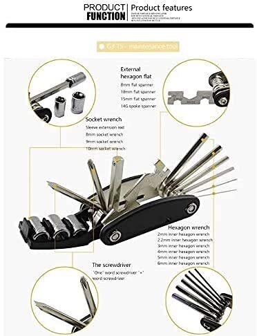 SHISHI Herramienta de reparación de Bicicletas 16 en 1 Juego de Herramientas de Bicicleta Llave Destornillador Cadena de Acero al Carbono Bicicleta Multi-Herramienta