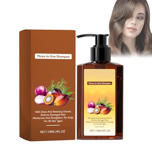 Champú de acondicionamiento nutritivo 3-en-1, champú de crecimiento del cabello-Oil & Rosemary & cebolla, fortalece las raíces y agrega brillo, pelos más gruesos y más fuertes (1pcs)