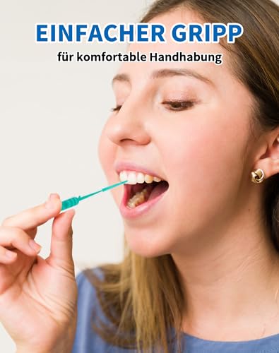 LAOYE 100 Stück SOFT Zahnsticks Minze Dental sticks Mint Interdentalreiniger Interdentalbürsten Silikon Zahnzwischenraumbürste Dentalbürste Dental Picks mit tragbarem Taschenetui