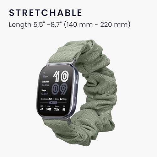 kwmobile Correa coletero compatible con Amazfit Bip 6 - Scrunchy para reloj inteligente - verde - imagen 4