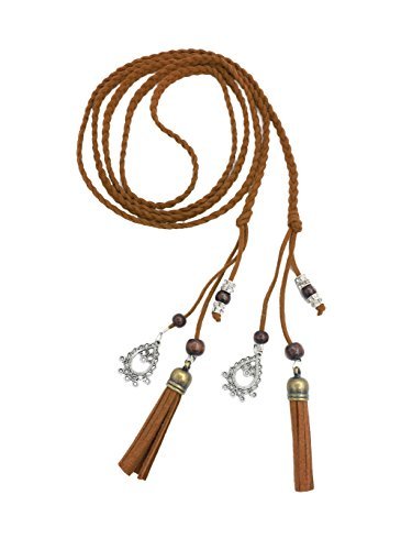 Cinturón de cintura para mujer exótica / Cuerda / cadena con borla y cuentas (L, marrón) Cover