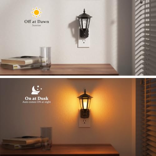 Image of JandCase Night Lights Plug into Wall, 2000K Amber | Dusk to Dawn Sensor, 0-100LM Dimmable Industrial 180Rotating Night Light for Bedroom, Bathroom, Living Room, Hallway
