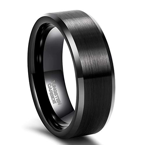 Image of Frank S.Burton Tungsten Ring for Men Women 3mm 4mm 6mm 8mm Beveled Edge Matte Silver Band Comfort Fit Size 4-15