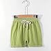 Zzalalana 4 Pack Girls Cotton Linen Shorts Casual Summer Beach Shorts Kids Elastic Waist Athletic Shorts with Pockets Green