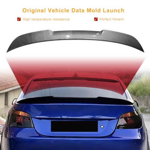 KHK E60 Rear Spoiler, Carbon Fiber Pattern Rear Trunk Spoiler Wings, ABS Material M4 Style Rear Spoiler Wing Lid Fits for 2004-2010 BMW 5-Series E60 M5 Sedan — view 2