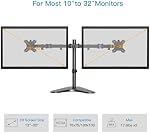 HUANUO Dual Monitor Stand for 13 to 32 Inch Screens, Free Standing Monitor Arm for 2 Screens Holds up to 17.6lbs, Fully Adjustable Dual Monitor Mount with Tilt, Swivel, Rotation, Max VESA 100x100 mm