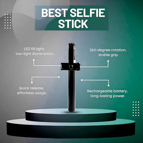 Image of Selfie Stick Tripod 67cm with Bluetooth Remote & Light (4 FT) | 3-in-1 Multifunctional, Foldable Design, Metal Build, Smartphone Compatible, 1 Year Warranty