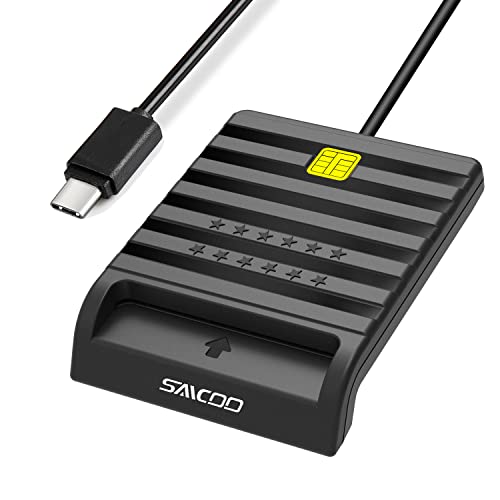 Type-C Saicoo CAC Reader, Smart Card Reader Military, DOD Military USB Common Access CAC Smart Card Reader - Compatible with Mac OS, Win,Linux (USB-C)