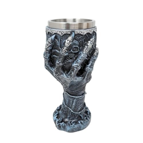 JRose Collections Gothic Skeleton Hand Goblet – Horror-Themed Medieval Chalice with Stainless Steel Liner – Halloween Drinkware & Collectors’ Fantasy Cup