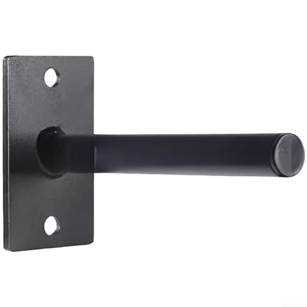 Supporto da parete in acciaio per bilancieri con foro da 25 mm e 50 mm, colore nero, resistente, per palestra, attrezzature per fitness, organizer salvaspazio, set di 2