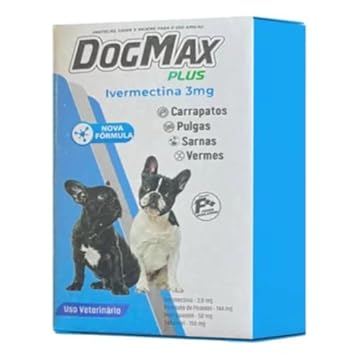 DogMax Plus - Ação 4 em 1 - Remédio para pulgas, carrapatos, vermes e sarna 4 Comprimidos 15kg