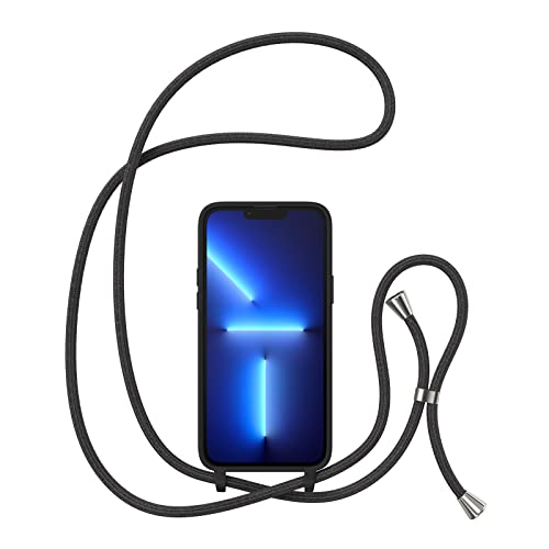 ZTOFERA-Crossbody-Case-for-iPhone-14-Pro-61-inch-with-Lanyard-Strap-Adjustable-Rope-Liquid-Silicone-Soft-Cover-Black