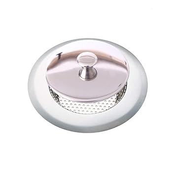 SYGA Stainless Steel Sink Strainer Basket with Lid 11.3cm/4.45inch Large Wide Rim Anti Clogging Mesh Drain Filter Hair Catcher Drain Cover for Most Bathroom Kitchen Home Sinks Drain-Silver