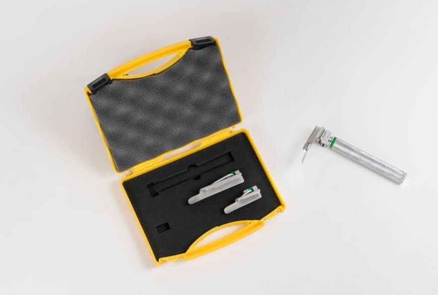 Scope Medical Laryngoscope-Modular Set 1 with Fiber Optic Blades, Slim Handle, Hyper LED Light, Autoclavable Design