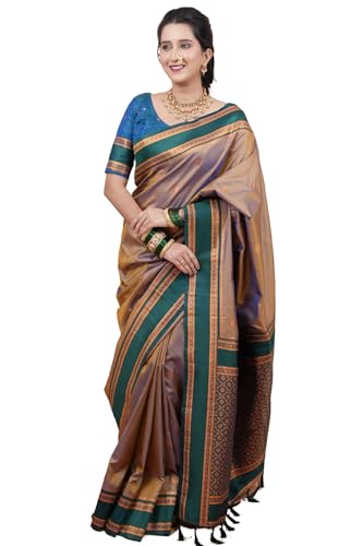 Image of SGF11 Women's Kanjivaram Pure Soft Silk Saree With Unstitched Blouse Piece