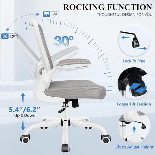 Image of FelixKing Office Chair, Ergonomic Desk Chair Breathable Mesh Chairs Adjustable High Back Lumbar Support Flip-up Armrests, Executive Rolling Swivel Comfy Computer Chairs Home Office Gray