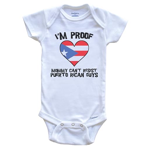 I'm Proof Mommy Can't Resist Puerto Rican Guys Puerto Rico Flag Heart One Piece Baby Bodysuit