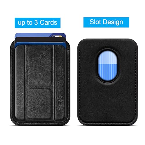 Image of GRIPP Mag Pocket Stand Wallet Card Holder Compatible with Mag-Safe for iPhone 17 /16 /15 /14 /13 /12 Series & All Mag-Safe Phone Cases, Built-in Stand, Premium Leather, Strong Magnetic Alignment - Black