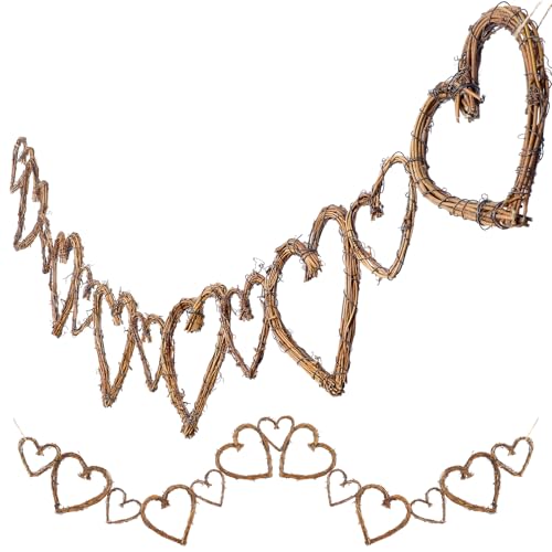 Solsew 5 Feet Valentines Grapevine Garland Heart Star...
