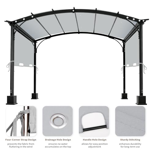 Image of 85 inchx 208 inch Universal Pergola Shade Cover, Garden Shade Replacement for 17x7.4 Ft Outdoor Pergola Structure, Patio Gazebo Canopy, Porch, Balcony Waterproof Top (Cover Only, Light Gray)