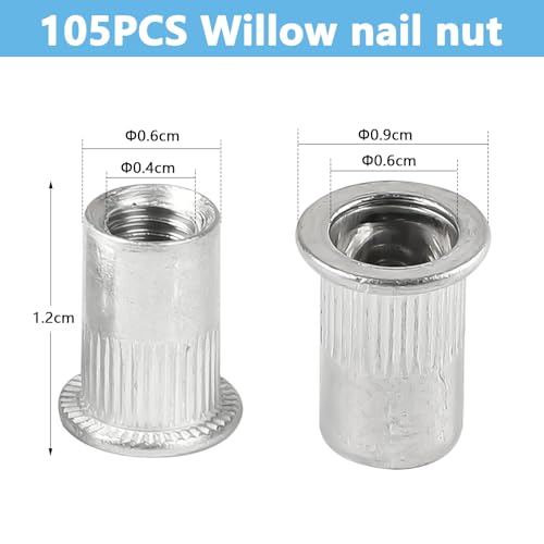 CPROSP 105tlg Nietmuttern M5 Aluminium mit Bewahrungsbox, Alu Nieten 7mm Flachkopf, Blindnietmuttern M5 Geschlossen, Einnietmuttern M5, Senkkopf-Nietmuttern zur Befestigung von Möbel Handwerk
