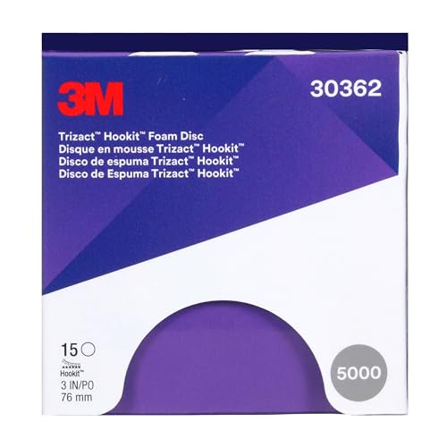 3M Trizact Hookit Foam Disc, 30362, 3 In, P5000, 15 Discs Per Carton, Blue