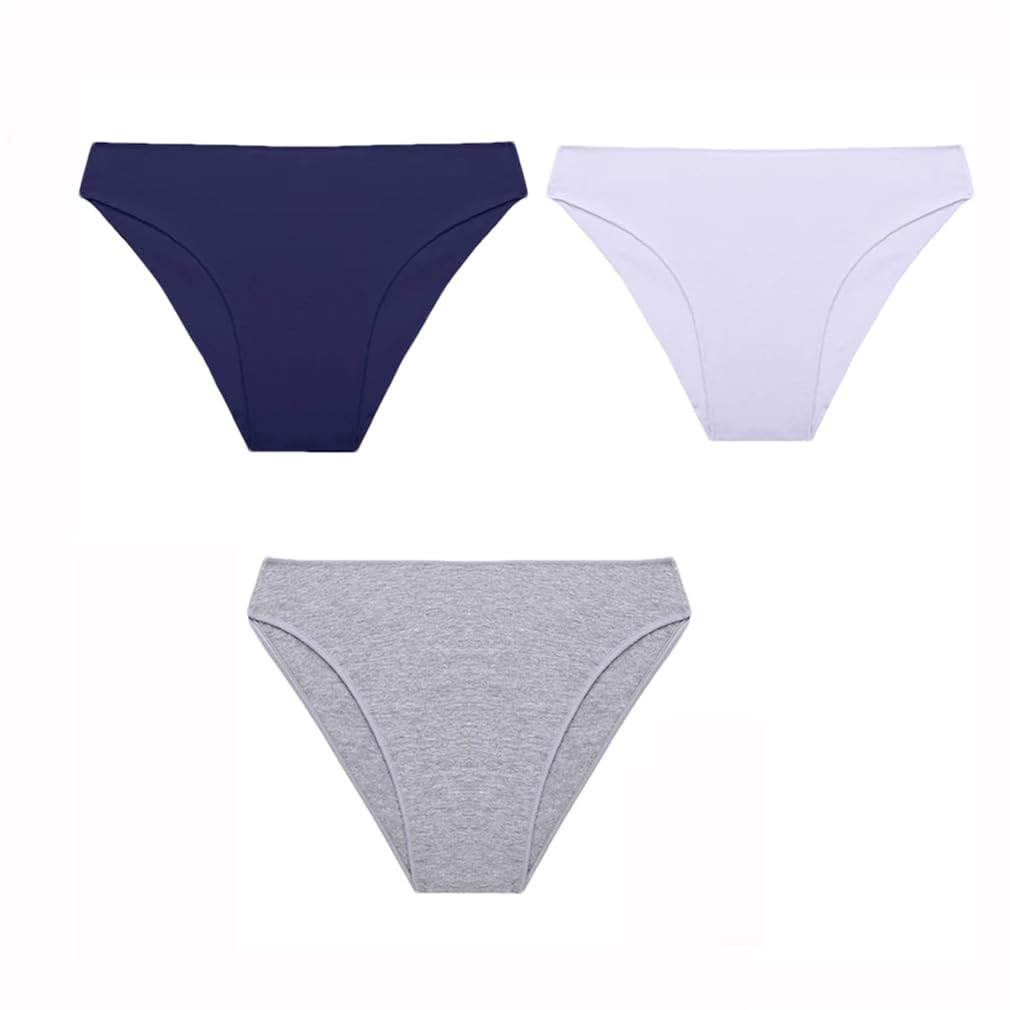 3PCS Set Panties Women Cotton Bikini Panties Woman Underwear Soft Breathable Underpants Solid Colors