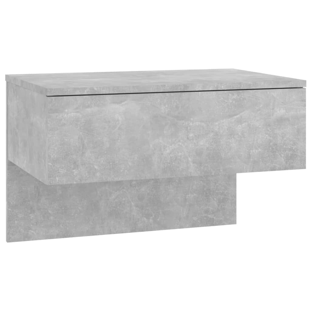 Comodino da parete grigio cemento in legno 60 x 40 x 40 cm, tavolino sospeso con vano portaoggetti, ripiano e cassetto, console moderna per camera da letto, cameretta dei bambini