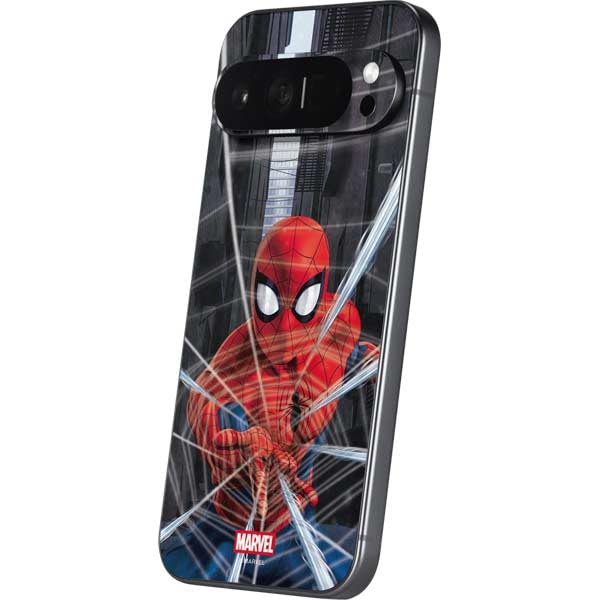 Skinit Decal Phone Skin Compatible with Google Pixel 9 Pro XL - Officially Licensed Marvel Spiderman Web Throw Design