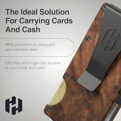 Image of Hayvenhurst Wallet for Men - Slim RFID Blocking Metal Wallet with Money Clip, Minimalist Front Pocket Credit Card Holder, Small Mens Wallet