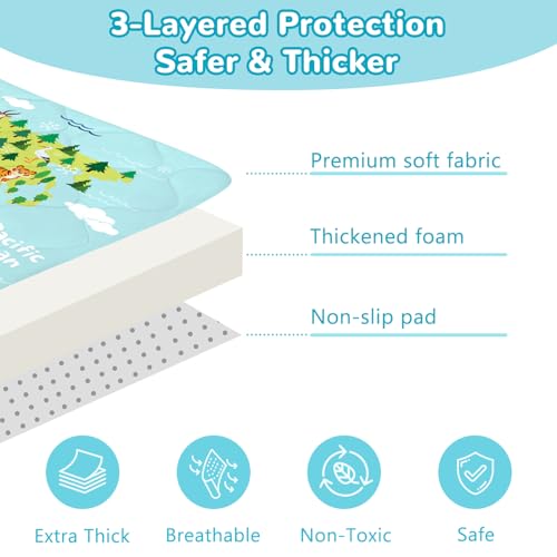 Tapis d'éveil bébé lavable en machine et antidérapant de 2cm - 4